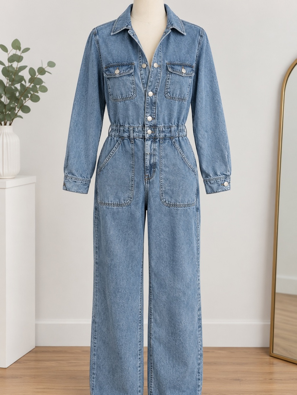 Universal Thread Light Blue Denim Utility Jumpsuit